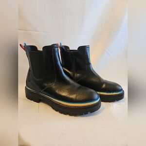 Kurt Geiger London Birdie Chunky Chelsea Boots Rainbow Sole Black Size 5